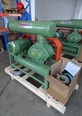 -0,1~-0,5kgf/cm2 Druk, Drie-Lop Negatieve Druk Roots Blower, Gietijzer, Blauw, Industriële Vakuumpomp, 5,5-22kW