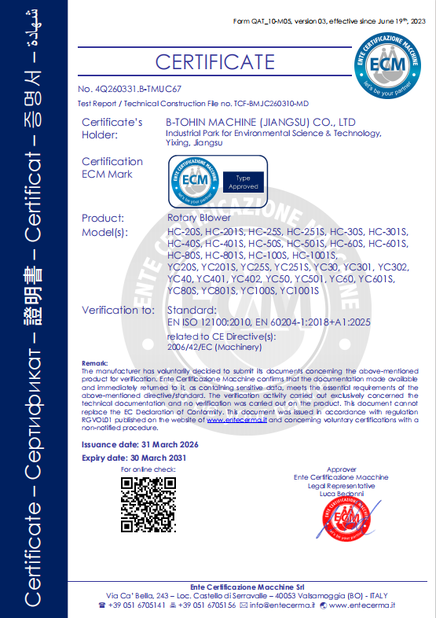 China B-Tohin Machine (Jiangsu) Co., Ltd. certificaten