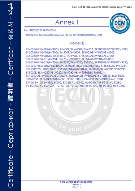 China B-Tohin Machine (Jiangsu) Co., Ltd. certificaten